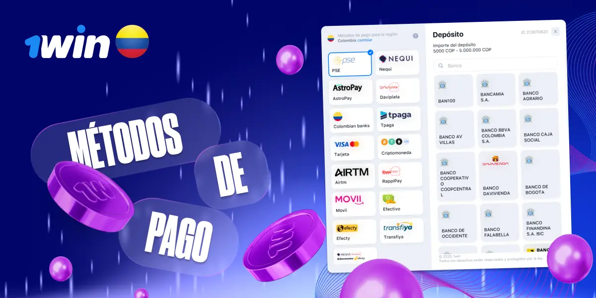 Pagos en 1win Colombia